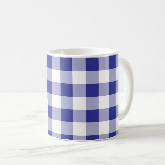 Blauw-witte Buffalo Plaid Patroon Trendy Koffiemok (Voorkant rechts)