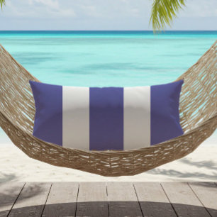 Blauw-witte cabanastrepen buiten buitenkussen