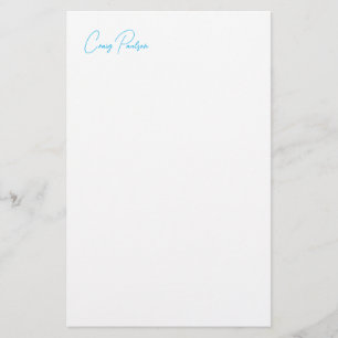 Blauw Witte Calligrafie Unieke Minimalistische Naa Briefpapier