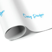 Blauw Witte Calligrafie Unieke Minimalistische Naa Cadeaupapier (Rol Hoek)