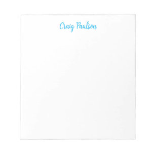 Blauw Witte Calligrafie Uw Naam Uniek Minimalistis Notitieblok