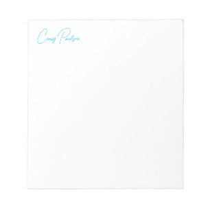 Blauw Witte Calligrafie Uw Naam Uniek Minimalistis Notitieblok
