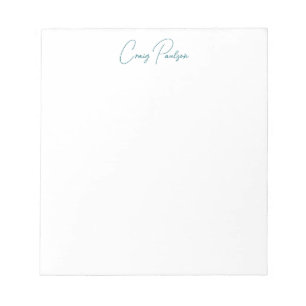 Blauw Witte Calligrafie Uw Naam Uniek Minimalistis Notitieblok