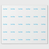 Blauw Witte Calligrafie van Uw Naam Uniek Minimali Cadeaupapier (Vlak)