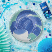 Blauw Witte Celadon Chinoiserie Knol Faux Porselei Papieren Bordje (Feest)