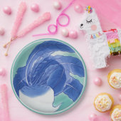 Blauw Witte Celadon Chinoiserie Knol Faux Porselei Papieren Bordje (Feest)