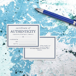 Blauw Witte Certificaat van Echtheid Visitekaartje