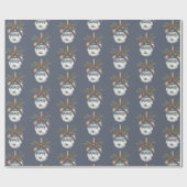 Blauw Witte Champagne Gouden Kerstversiering Cadeaupapier (Vlak)
