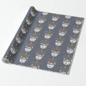 Blauw Witte Champagne Gouden Kerstversiering Cadeaupapier (Uitgerold)