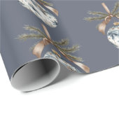 Blauw Witte Champagne Gouden Kerstversiering Cadeaupapier (Rol Hoek)