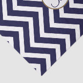 Blauw Witte Chevron Print Monogram Letter Initiaal Tissuepapier (Detail)