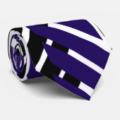 Blauw Witte Chevron Zigzag Patroon Stropdas (Opgerold)