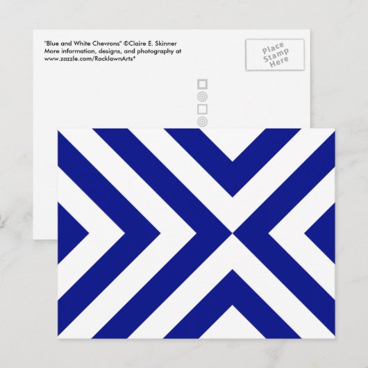 Blauw-witte Chevrons Briefkaart (Voorkant / Achterkant)