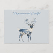 Blauw Witte Chic Herten Briefkaart (Voorkant)