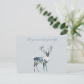 Blauw Witte Chic Herten Briefkaart (Staand voorkant)