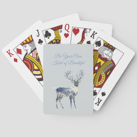 Blauw Witte Chic Herten Pokerkaarten (Achterkant)