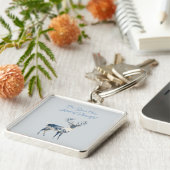 Blauw Witte Chic Herten Sleutelhanger (Zijkant)