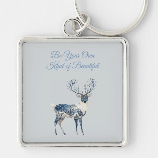 Blauw Witte Chic Herten Sleutelhanger (Voorkant)