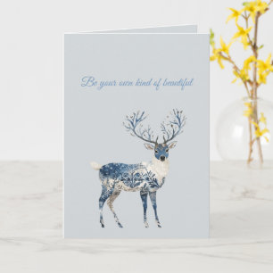 Blauw Witte Chic Herten Verjaardag Kaart