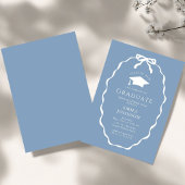 Blauw Witte Chic strik Afstudeerfeest Kaart