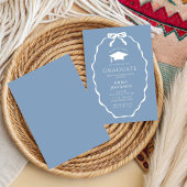 Blauw Witte Chic strik Afstudeerfeest Kaart