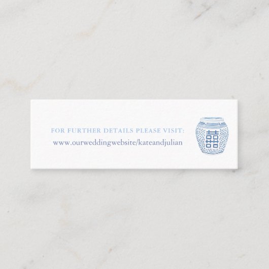 Blauw Witte Chinese Aardewerk Huwelijkswebsite Ins Mini Visitekaartje (Voorkant)