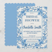 blauw-witte Chinoiserie antieke bruidsdouche Save The Date (Voorkant / Achterkant)