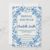 blauw-witte Chinoiserie antieke bruidsdouche Save The Date (Voorkant)