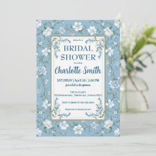blauw-witte Chinoiserie antieke bruidsdouche Save The Date