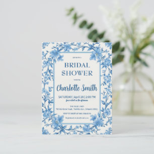 blauw-witte Chinoiserie antieke bruiloftsborrel Briefkaart