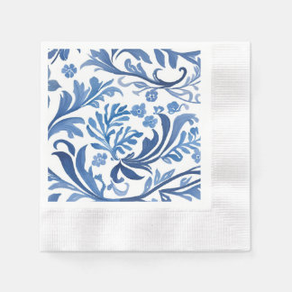 Blauw Witte Chinoiserie Bloem Botanisch Servet