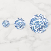 Blauw Witte Chinoiserie Bloem Simplistisch Confetti (Achterkanten)