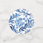 Blauw Witte Chinoiserie Bloem Simplistisch Confetti (Kleine voorkant)