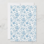 Blauw Witte Chinoiserie Bloemachtige Bruiloftsdouc Kaart (Achterkant)