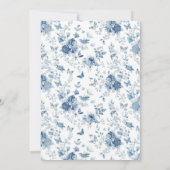 Blauw Witte Chinoiserie Bloemige Bruidsdouche Kaart (Achterkant)