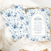 Blauw Witte Chinoiserie Bloemige Bruidsdouche Kaart
