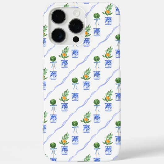 blauw-witte Chinoiserie Bows Topiary Case-Mate iPhone Case (Achterkant)