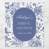 Blauw Witte Chinoiserie Bruidsdiner Wijnetiket Wijn Etiket (Enkel label)