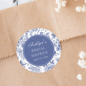 Blauw Witte Chinoiserie Bruidsdouche Ronde Sticker