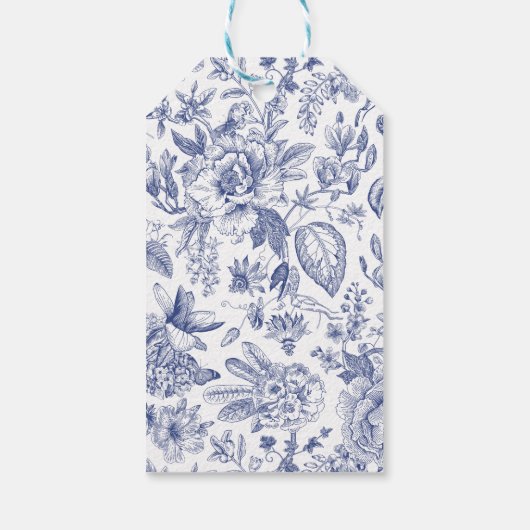 Blauw Witte Chinoiserie Bruidsfeest Cadeaubijsluit Cadeaulabel (Achterkant)