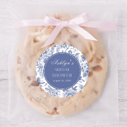 Blauw Witte Chinoiserie Bruidsfeest Ronde Sticker