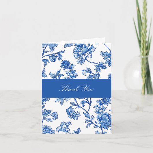 Blauw-witte Chinoiserie Bruidssalon  Bedankkaart (Voorkant)