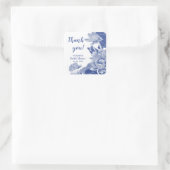 Blauw Witte Chinoiserie Dank Je  Vierkante Sticker (Tas)