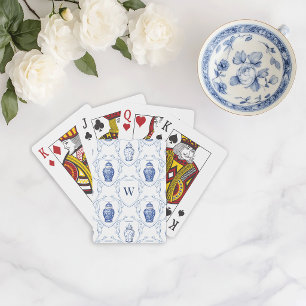 Blauw-witte Chinoiserie Gemberpot Pokerkaarten