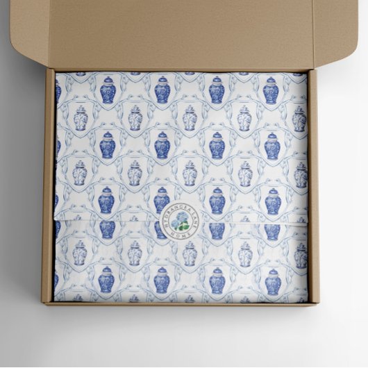 Blauw-witte Chinoiserie-gemberpot Tissuepapier