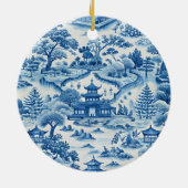 Blauw-witte chinoiserie kerst keramisch ornament (Achterkant)