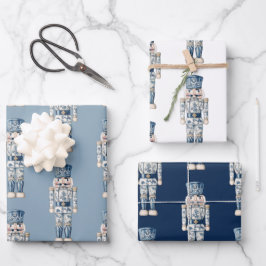 Blauw-witte Chinoiserie Kerst Notenkraker Inpakpapier Vel