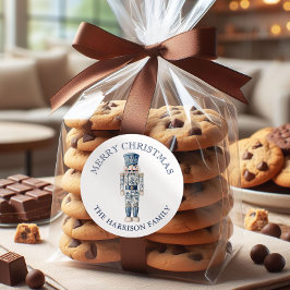 Blauw-witte Chinoiserie Kerst Notenkraker Ronde Sticker