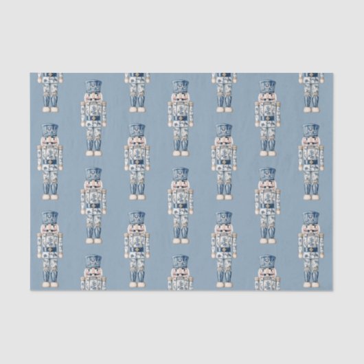 Blauw-witte Chinoiserie Kerst Notenkraker Tissuepapier (Voorkant)