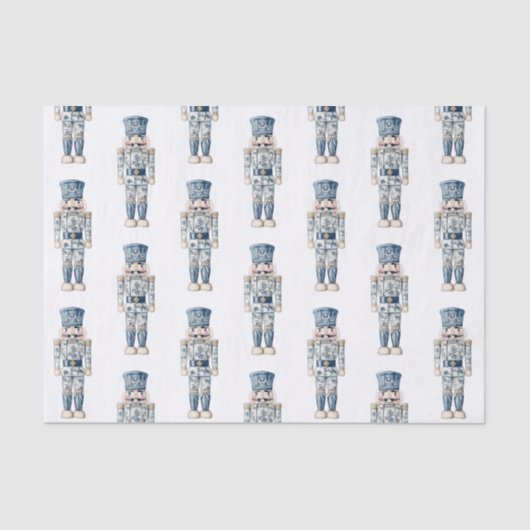 Blauw-witte Chinoiserie Kerst Notenkraker Tissuepapier (Voorkant)